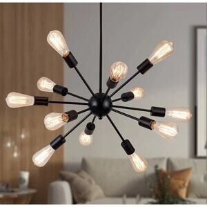 Sputnik Chandeliers Black Modern 12-Light Farmhouse‎ Pendant Light Mid Century